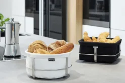 GEFU Brotkorb BRUNCH Ø 21,5 cm Edelstahl silberfarbig / weiß