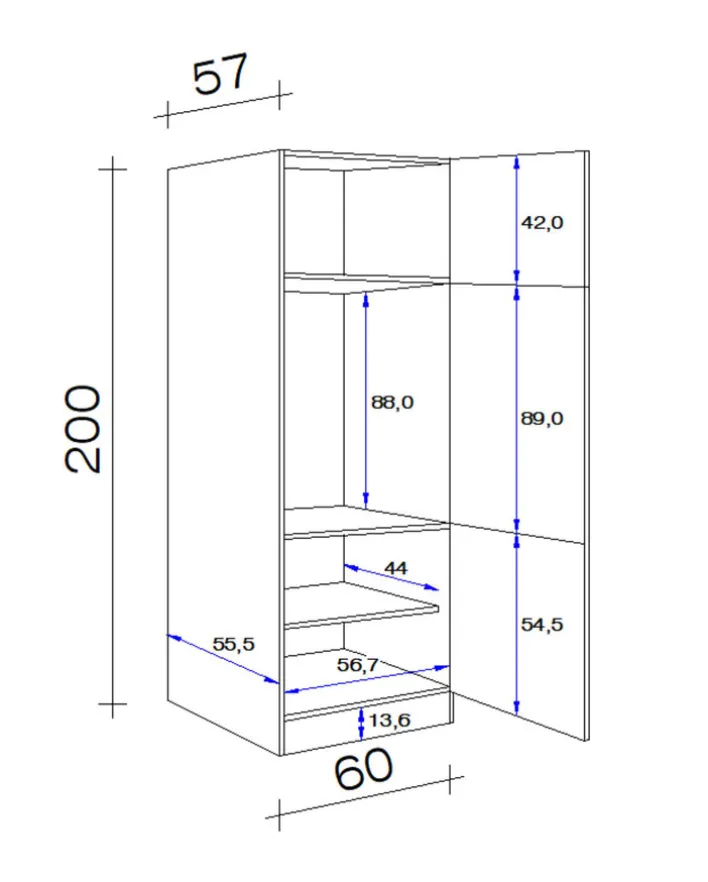 Geräteumbauschrank NEO 60 x 200 x 57 cm Weiß