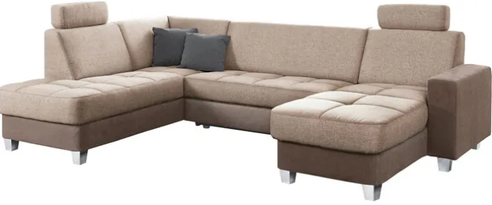 GIOVANNI d'Alberto Wohnlandschaft 165 x 301 x 198 cm Stoffbezug beige/braun