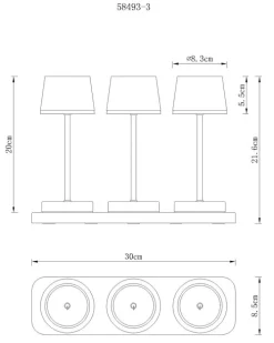 GLOBO Akku LED Tischleuchte DAWSON, Kunststoff/Metall, 30 x 21,6 x 8,5 cm Schwarz