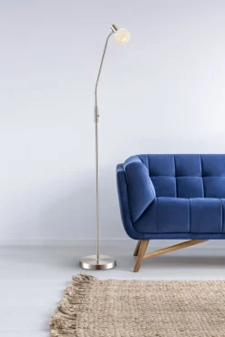 GLOBO LED Retrofit Stehlampe ELLIOTT 145 cm nickelfarbig