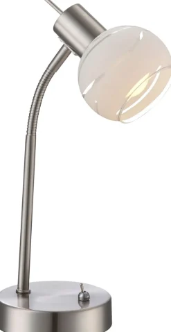 GLOBO LED Retrofit Tischlampe ELLIOTT 34 cm nickelfarbig
