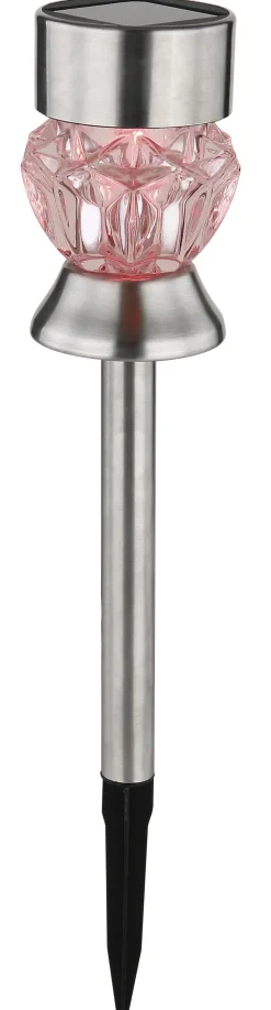 GLOBO LED Solarlampe Gartenspieß SIMON 2er Set silberfarbig