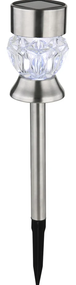 GLOBO LED Solarlampe Gartenspieß SIMON 2er Set silberfarbig