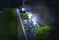 GLOBO LED Solarlampe Gartenspieß SIMON 2er Set silberfarbig