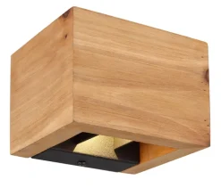 GLOBO LED Wandleuchte ALINA 13 x 11 cm Holzoptik