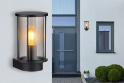 GLOBO Retrofit Außenwandleuchte GRACEY schwarz /rauchfarbig