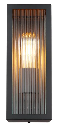 GLOBO Retrofit Außenwandleuchte GUNDULA schwarz /Glas