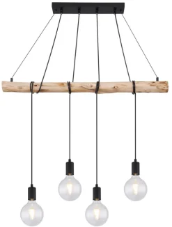 GLOBO Retrofit Balkenpendel AUSTON 4-flg naturfarbig