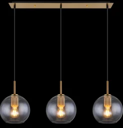 GLOBO Retrofit Balkenpendel ADARA 3-flg messingfarbig /Klarglas