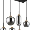 GLOBO Retrofit Balkenpendel MATT 6-flg naturfarbig /Rauchglas