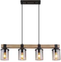 GLOBO Retrofit Balkenpendel LILA 73 cm Holz /rauchfarbig