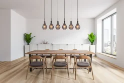 GLOBO Retrofit Balkenpendel OSKUS 6-flg schwarz /Rauchglas