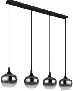 GLOBO Retrofit Balkenpendel MAXY 4-flg schwarz /Rauchfarbig