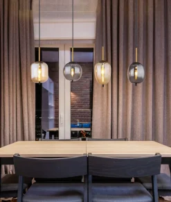 GLOBO Retrofit Balkenpendel BLACKY 4-flg schwarz /rauchfarbig amber