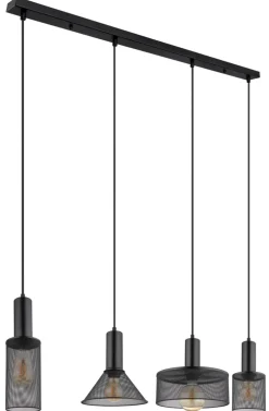 GLOBO Retrofit Balkenpendel JEDD 4-flg schwarz