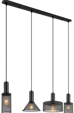 GLOBO Retrofit Balkenpendel JEDD 4-flg schwarz