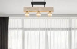 GLOBO Retrofit Deckenlampe ADALIE 60 cm schwarz /Holz