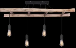 GLOBO Retrofit Deckenlampe IRMGARD 115 cm schwarz /Holz