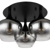 GLOBO Retrofit Deckenlampe MAXY 3-flg schwarz /Rauchglas