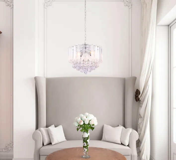 GLOBO Retrofit Kronleuchter MINNESOTA 35 cm chromfarbig /Acrylglas