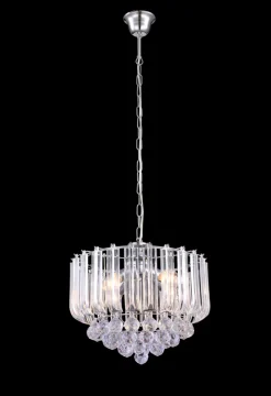 GLOBO Retrofit Kronleuchter MINNESOTA 35 cm chromfarbig /Acrylglas