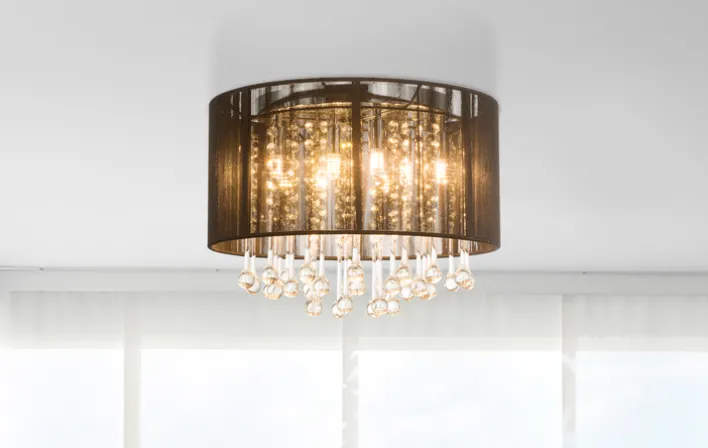 GLOBO Retrofit LED Deckenlampe BAGANA 8-flg chromfarbig /Seide