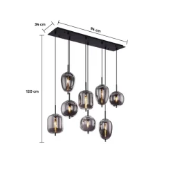 GLOBO Retrofit Pendellampe BLACKY 8-flammig