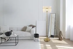 GLOBO Retrofit Stehlampe GORLEY 152 cm goldfarbig /opal