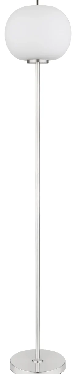 GLOBO Retrofit Stehlampe BLACKY 160 cm nickelfarbig /opalweiß