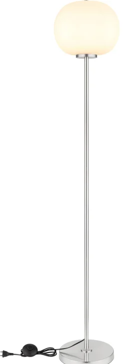 GLOBO Retrofit Stehlampe BLACKY 160 cm nickelfarbig /opalweiß