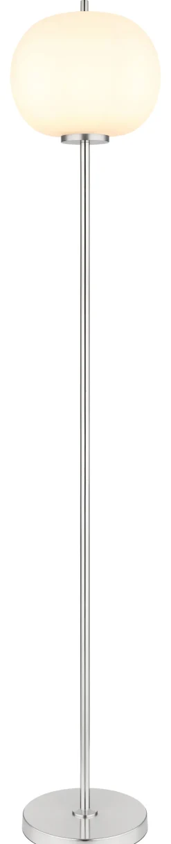 GLOBO Retrofit Stehlampe BLACKY 160 cm nickelfarbig /opalweiß