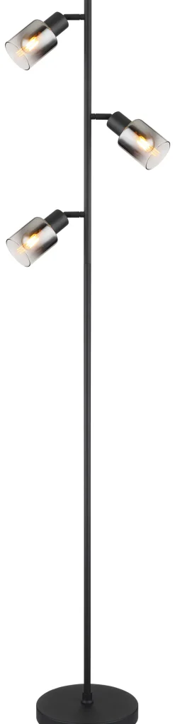 GLOBO Retrofit Stehleuchte HUBERTUS schwarz /rauch