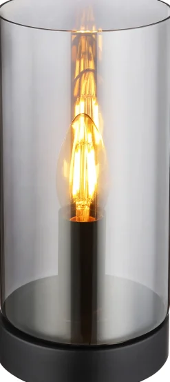 GLOBO Retrofit Tischlampe OLLY schwarz /rauchfarbig