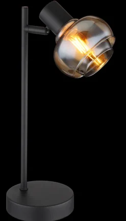 GLOBO Retrofit Tischlampe TOKKI schwarz /rauch und amber