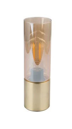 GLOBO Retrofit Tischlampe ANNIKA messingfarbig /amber