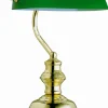 GLOBO Retrofit Tischlampe BANKERS messingfarbig /grün