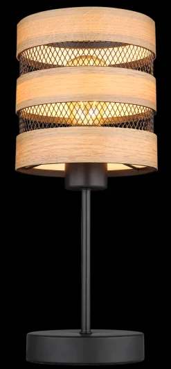 GLOBO Retrofit Tischlampe MOITAS schwarz /naturfarbig