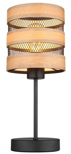 GLOBO Retrofit Tischlampe MOITAS schwarz /naturfarbig