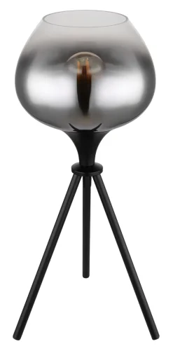 GLOBO Retrofit Tischlampe MAXY 45 cm schwarz /Rauchglas