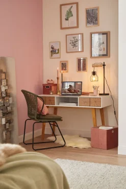 GLOBO Retrofit Tischlampe MINA schwarz/naturfarbig