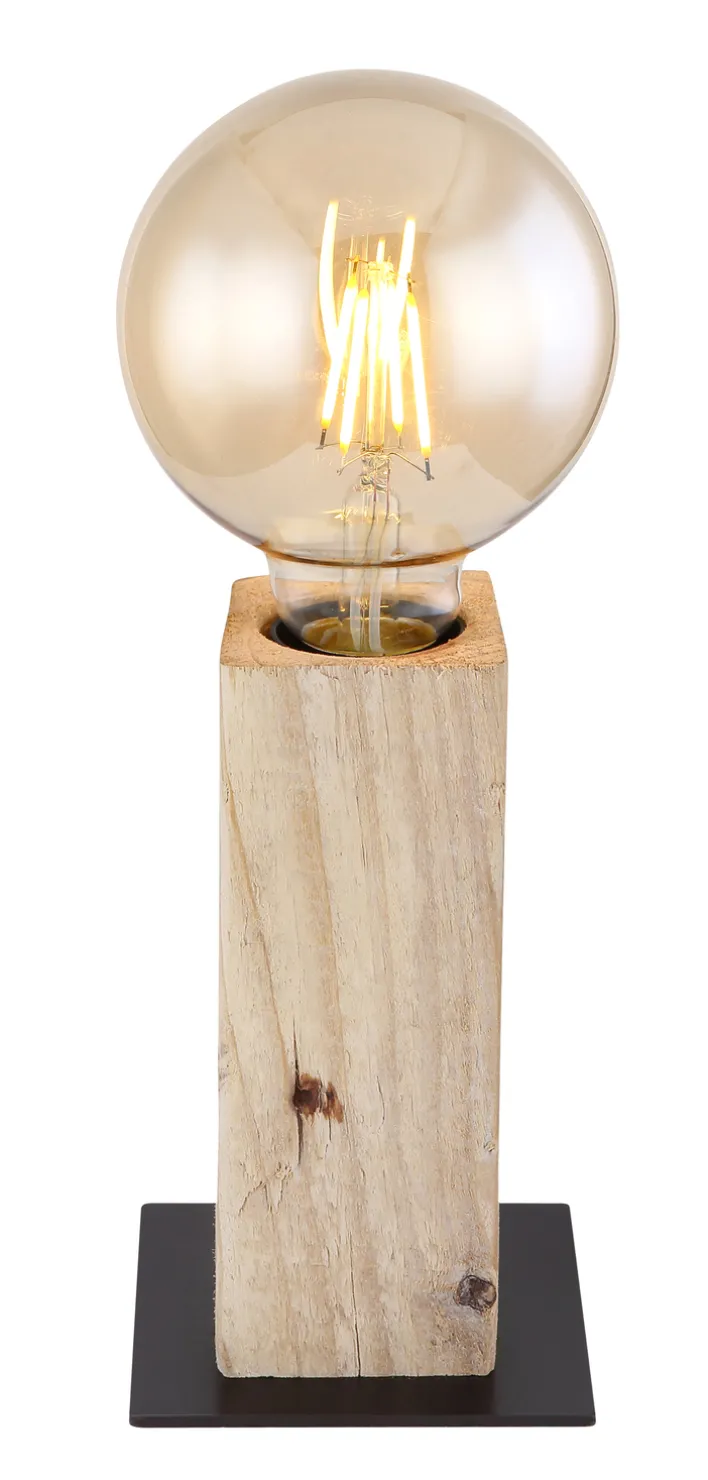 GLOBO Retrofit Tischlampe ADALIE 15 cm schwarz /Holz