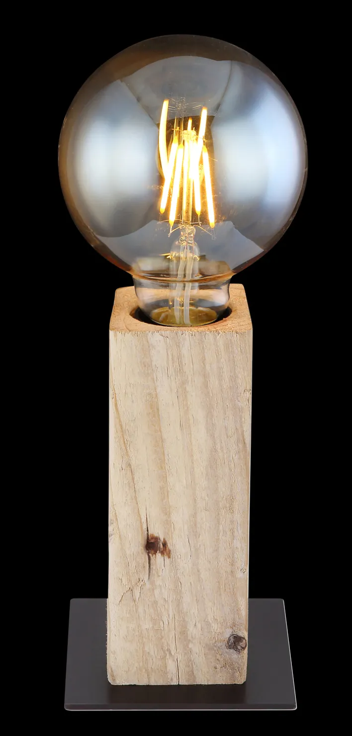 GLOBO Retrofit Tischlampe ADALIE 15 cm schwarz /Holz