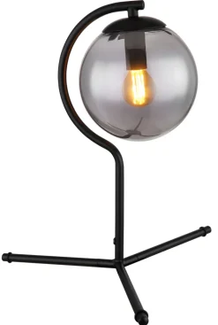 GLOBO Retrofit Tischlampe PORRY schwarz /rauchfarbig