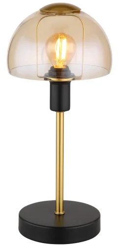 GLOBO Retrofit Tischlampe KOKKINI schwarz-goldfarbig /amber
