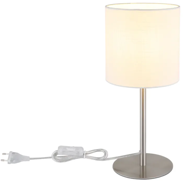 GLOBO Retrofit Tischlampe BENSON 40 cm nickelfarbig /weiß