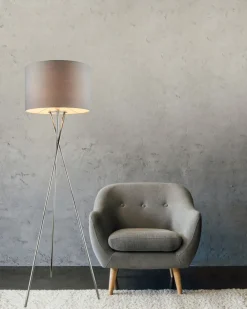 GLOBO Retrofit Tripod Stehlampe GUSTAV 160 cm grau