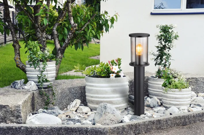 GLOBO Retrofit Wegeleuchte GRACEY 60 cm schwarz /rauchfarbig