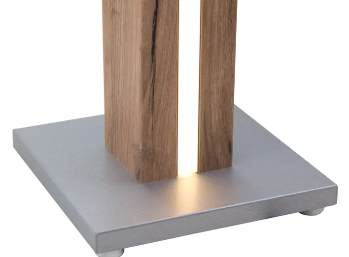 GLOBO Stehlampe FOREST, Holznachbildung/Textil/Metall, 150 x 40 x 27 cm Braun/Beige/Silberfarbig