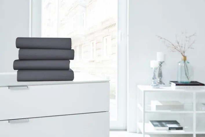 HAHN Jersey-Boxspring-Spannbettlaken 180-200 x 200-220 cm grau/schwarz